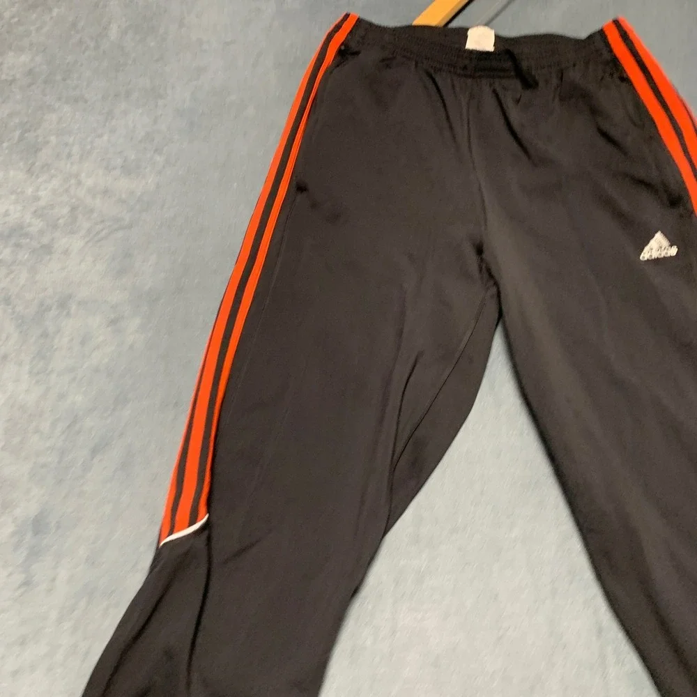 Adidas Climalite Training Pants Mens M Black Red Striped Drawstring Activewear